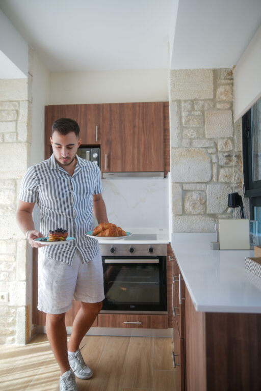 Modern, fully equipped villa kitchen in Poseidi