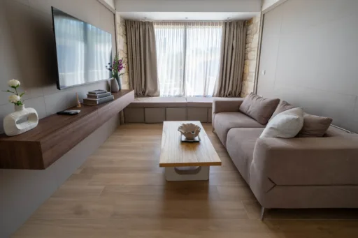 Modern interior decor and spacious living area